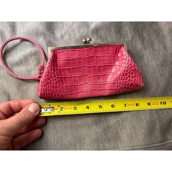 Vintage Clutch Wallet Women's Crocodile Texture Pink Accordion Style Flat Wallet - Picture 6 of 6